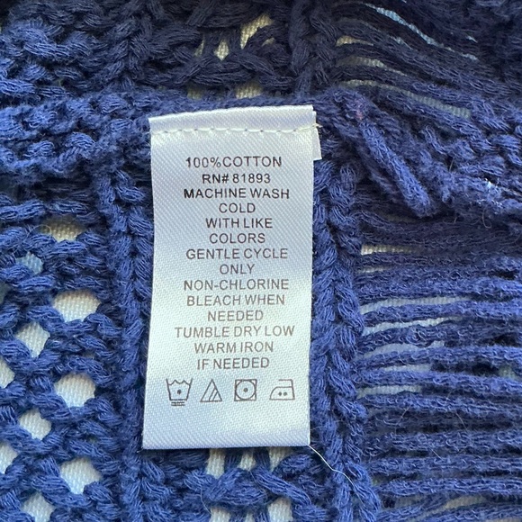 C. Wonder Boho Blue Crochet Open Knit Fringed Hem Tunic Top Size 1X EUC - Picture 11 of 12